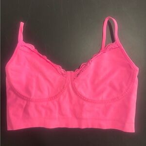 Aerie Women's Pink Lace Trim Bralette